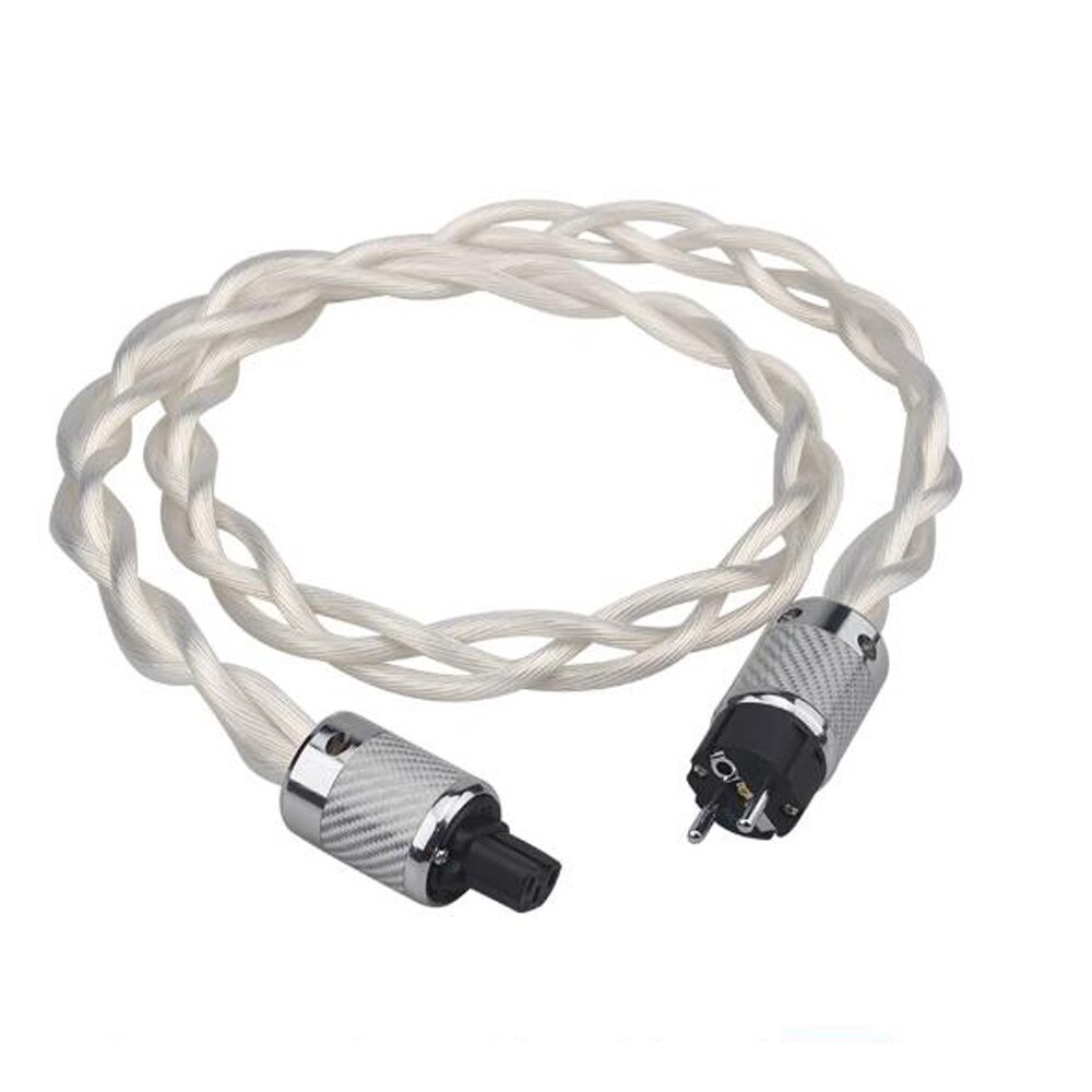 5N OCC single crystal US & EU AC Audiophile audio amplifier DAC filter HIFI silver Power cable Carbon fiber rhodium plating plug