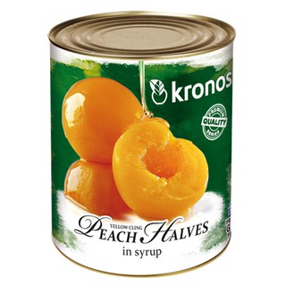 KRONOS PEACH HALVES 820 g.  พีชกระป๋อง 820 กรัม นำเข้าจากประเทศกรีซ - KN02