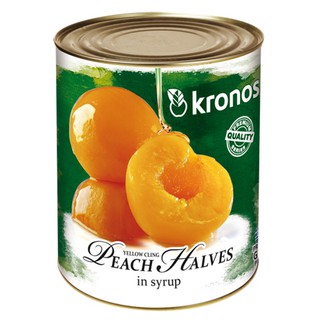 KRONOS PEACH HALVES 820 g.  พีชกระป๋อง 820 กรัม นำเข้าจากประเทศกรีซ - KN02