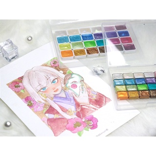 watercolor handmade สีน้ำทำมือ set flower field whispering love