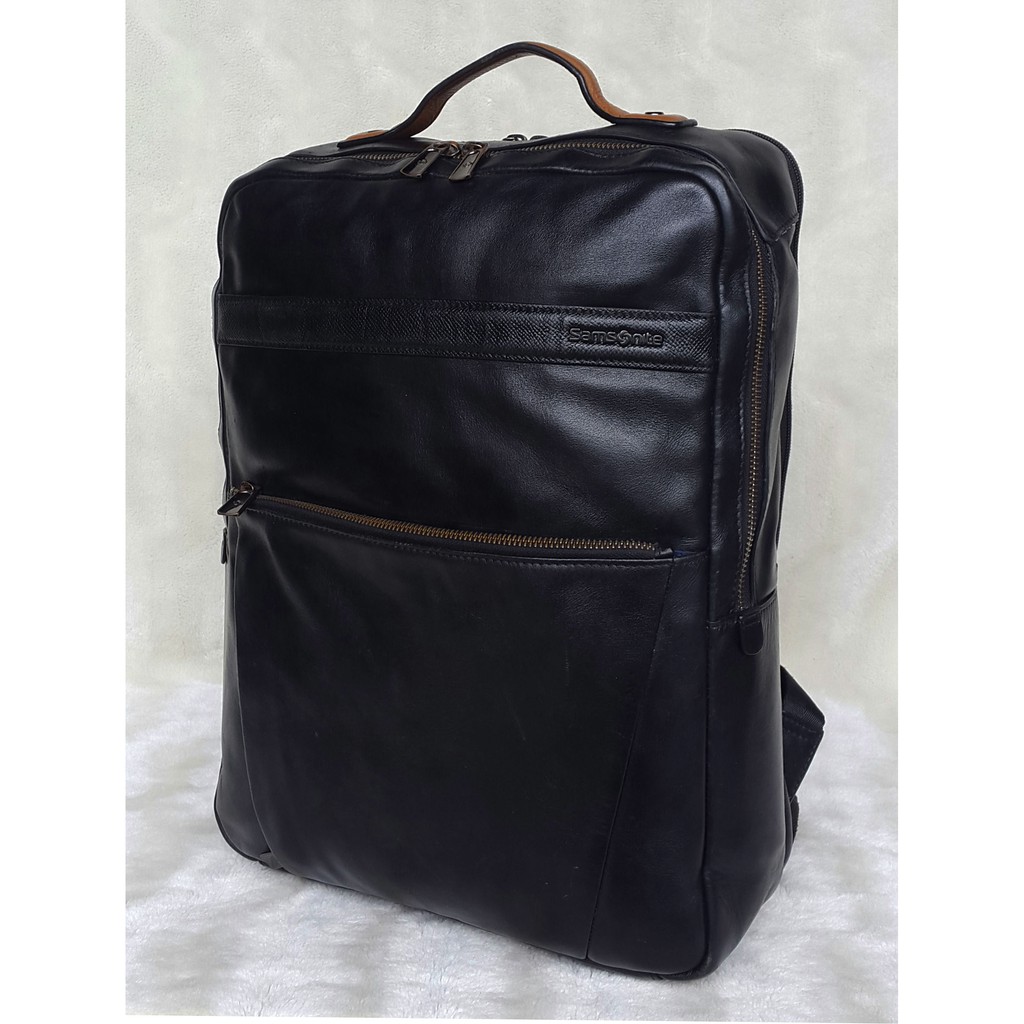 กระเป๋ามือสอง ของแท้💯 Samsonite Genunine Leather Laptop  Backpack กระเป๋าเป้สะพายหลัง