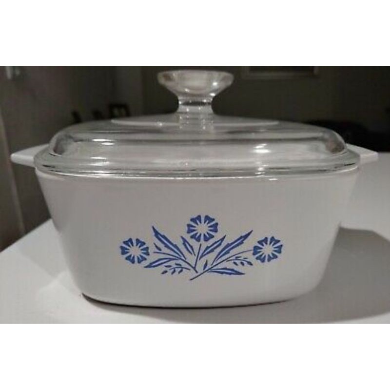 CORNINGWARE IWAKI Pyroceram® Blue Cornflower 1.5-liter Casserole Dish มือสองญี่ปุ่น