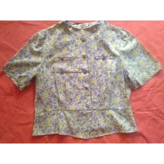เสื้อวินเทจลายดอกแขนสั้น