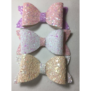 Leather glitter bow two tone/ชิ้น