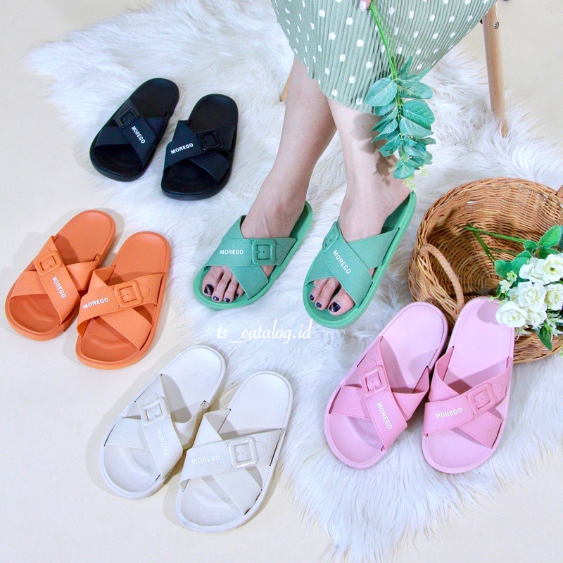 Morego 1969-1 หรือ Mokaya 2021-572 รองเท้าแตะหัวเข็มขัดไขว้นําเข้า