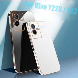 เคสโทรศัพท์ซิลิโคน แบบนิ่ม ขอบตรง สําหรับ Vivo Y22 Y22S Y16 Y35 Y02S Y77 V25 V25E