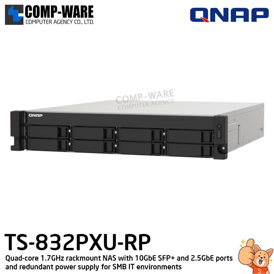 QNAP (2U 8-Bay) TS-832PXU-RP-4G / Annapurna Labs Alpine AL324 (4Core) / 4GB DDR4 UDIMM / NO HDD / NO