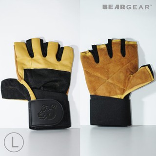 BEARGEAR ถุงมือผลิตขึ้นจากหนังวัวแท้ Power Gym Leather Gloves