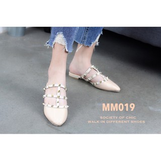 MM019 รองเท้าเปิดส้น ล้อมปีระมิด สุดเก๋ นเบาๆ ก็สวยได้