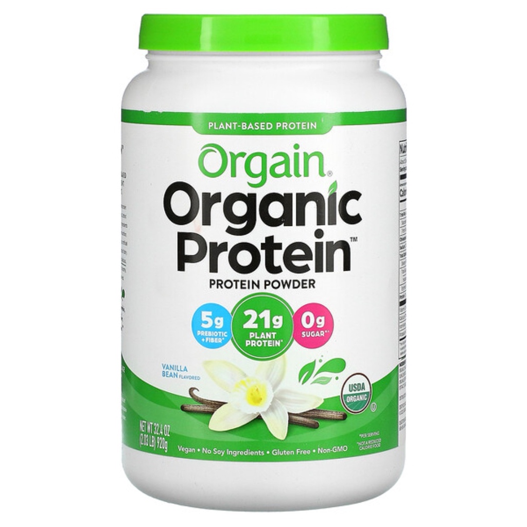 Orgain, Organic Protein Powder, Plant Based, Vanilla Bean, 2.03 lbs (920 g)