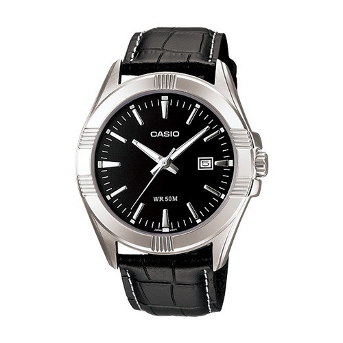 นาฬิกาข้อมือผู้ชาย นาฬิกาโทรศัพท์ CASIO นาฬิกาข้อมือผู้ชาย สายหนัง สีดำ รุ่น MTP-1308L,MTP-1308L-1A,MTP-1308L-1AVDF