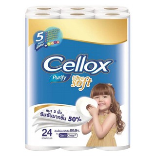 กระดาษชำระ ทิชชู่เปียก กระดาษชำระ CELLOX ULTRASOFT BABY แพ็ค 24 อุปกรณ์ทำความสะอาด ของใช้ภายในบ้าน TOILET PAPER CELLOX P