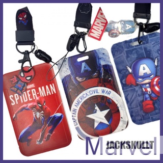 ซองใส่บัตรพร้อมสายคล้องคอลายซุปเปอร์ฮีโร่ Marvel card holder Spiderman Captain America iron Man Batman Thanos Deadpool card holder Wear a halter lanyard card holders บัตรพนักงานการ์ตูน