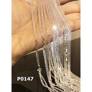 สร้อยคอเงินแท้92.5% ลายกุชชี่-ลายแบน เส้นเล็ก (งานอิตาลี) P0147 💎💎💎ร้านสร้อยเงินแท้92.5% : O&amp;OJewelry💎💎💎