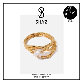 Silyz แหวนมุกแหวนมุกธรรมชาติ Natural Freshwater Pearl Ring 18K gold plated I-117