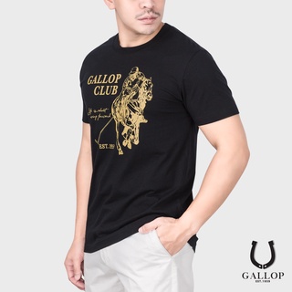 GALLOP : เสื้อยืดผ้าคอตตอนพิมพ์ลาย Graphic Tee รุ่น GT9127 สีดำ