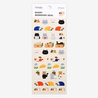 Diary Remover Seal Sticker - 05 Lazy cat สติ๊กเกอร์