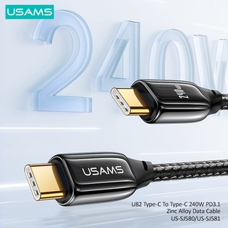 Usams 1.2M  2M  3M  240W Type C IP สายชาร์จเร็ว สายเคเบิลไนล่อนถัก สายชาร์จเร็ว