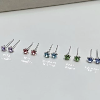 annita.silver - gem stud silver earring 3 mm /ต่างหูเงินแท้925 ไม่แพ้ไม่คันเหมาะกับคนแพ้ง่าย