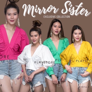 Code : 01016.4 เสื้อครอปแขนยาว งานป้าย mirrorsister