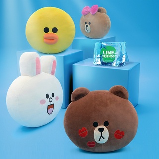 LINE FRIENDS 【Yooki】หมอนตุ๊กตาหมีบราวน์ กระต่ายโคนี่ แบบนิ่ม ของเล่นสําหรับเด็กผู้ชาย ผู้หญิง