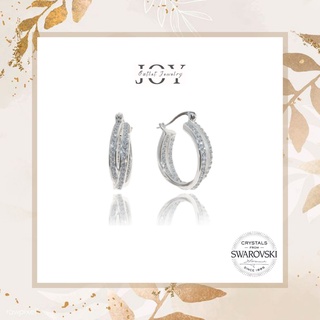 [Joy Outlet] Liana Earrings ต่างหูเงินแบบห่วงล็อค ประดับด้วยคริสตัลจาก Swarovski แท้ 100%