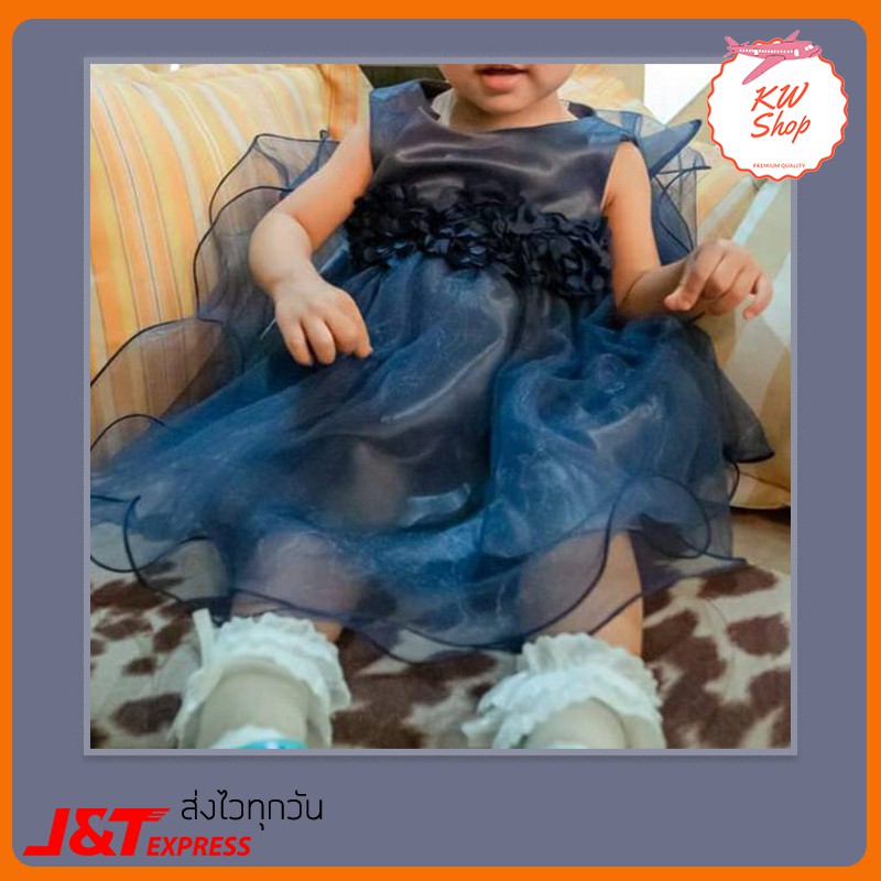 ชุดออกงาน little coogie สีน้ำเงิน มือสอง ไซส์ 12-18M สภาพ 99% (ลิตเติล คูกี้) ชุดราตรีเด็ก