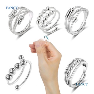 Fancy ใหม่ แหวนลูกปัด แบบเกลียว หมุนได้ คลายเครียด เครื่องประดับ สําหรับผู้หญิง ผู้ชาย