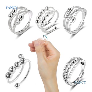 Fancy ใหม่ แหวนลูกปัด แบบเกลียว หมุนได้ คลายเครียด เครื่องประดับ สําหรับผู้หญิง ผู้ชาย