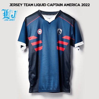 เสื้อกีฬาแขนสั้น ลายทีมลิควิด X CAPTAIN AMERICA 2022 GAME DOTA 2 WILDRIFT LOL (ฟรีชื่อเรียกร้อง)