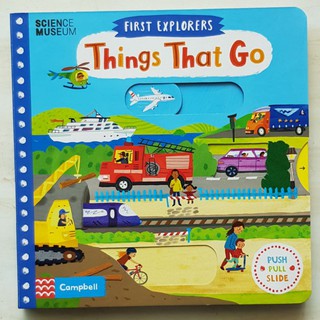 Things that go (push pull slide book) Board book กระดาษแข็งหนาทุกหน้า เหมาะสำหรับ 1+