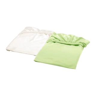 LEN ผ้าปูที่นอนรัดมุม/เตียงเด็ก Fitted sheet for cot / 2 ชิ้น (เขียว-ขาว)