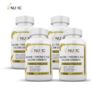 Calcium L-Threonate แคลเซียม แอลทรีโอเนท พลัส x 4 ขวด Inuvic  อินูวิค แคลเซียม คาร์บอเนต คอลลาเจน เปปไทด์ ซอยโปรตีน