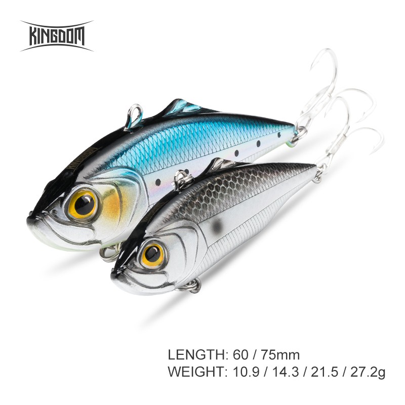 Kingdom Fishing Lure Sinking VIB 75mm 21.5g/27.2g,60mm 10.9g/14.3g Hard Bait Fishing Tackle หกสีรุ่น
