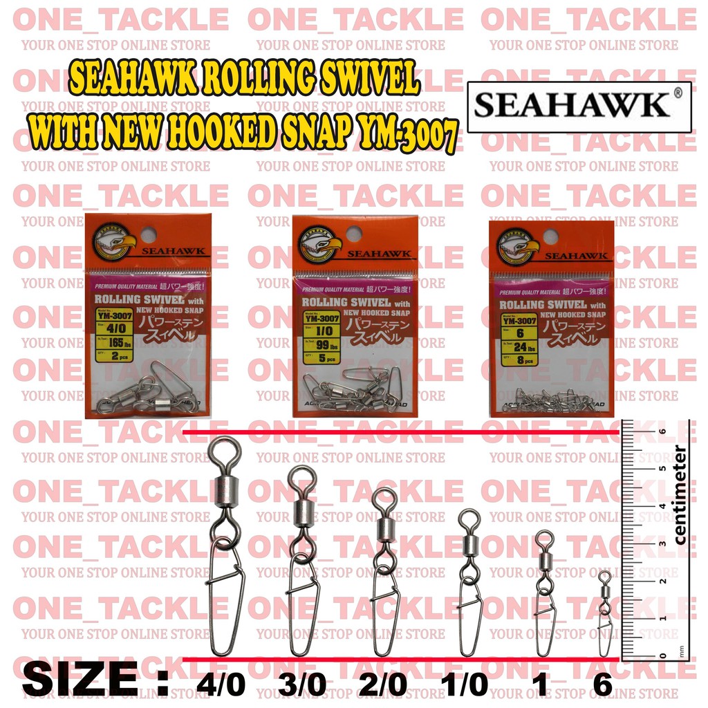 Seahawk Rolling Swivel With New Hooked Snap YM-3007