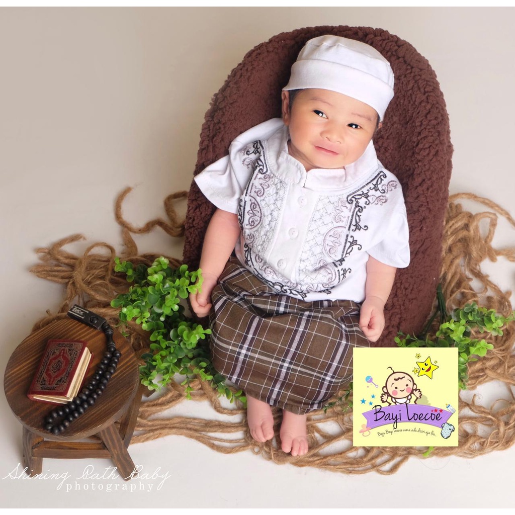 เสื้อผ้าเด็กผู้ชายมุสลิม Ozuka เสื้อผ้าเด็ก Koko Sarong Peci NewBorn 0-6 เดือน