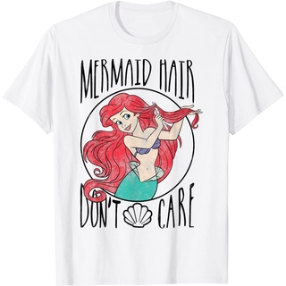 เสื้อยืดผ้าฝ้ายเสื้อยืด พิมพ์ลาย Disney Little Mermaid Ariel Mermaid Hair Dont CareL XL  XXL 3XL