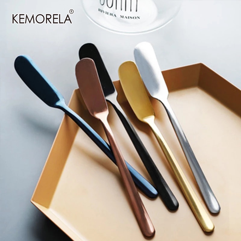 KEMORELA มีดสแตนเลส เกรด 304 สีโรสโกลด์ สไตล์ตะวันตก สําหรับทําอาหารเช้า ชีส เนย ขนมหวาน