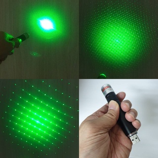 Laser Pointer เลเซอร์ขนาดพกพา ขนาด 13 ซม.ชาร์จบ้านได้ แบบ USB  ลำแสงสีเขียว ใช้แบบรวมแสงจุดหรือแบบกระจายแสงได้