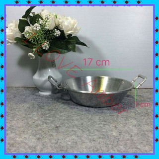 ชื่อ  Aluminium Pan fried egg  Pan Stainless Pan 17cm. กระทะทอดไข่ดาวมีด้ามจับ 17 ซม. รุ่นประหยัด อลูมิเนียม สแตนเลส, กร