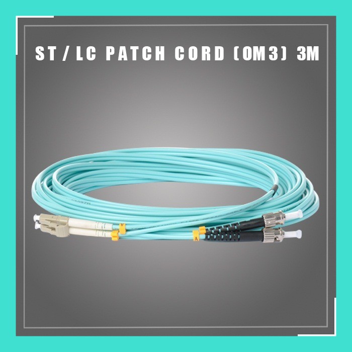 สายไฟเบอร์สำเร็จ ST-LC Patch cord Fiber Duplex Multi-Mode 50/125um,OM3, length 3M