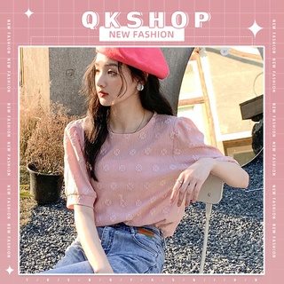 QKshop เสื้อเชิ้ตลายดอกไม้💐✨เสื้อเชิ้ตลายดอกไม้ 🌷 🌼 ทรงหลวม แขนพัฟ สไตล์หน้ารักสุดเก๋ 🌼สีพื้นโทนสว่างมีให้เลือก 3 สี🌈