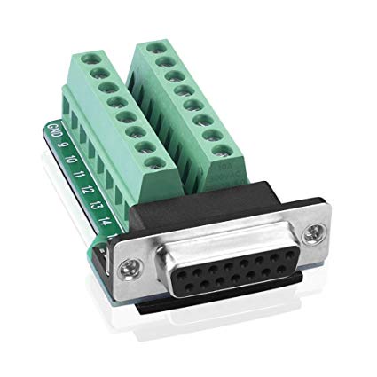 Db15 Connector DSUB หญิง 2 แถว 15p Terminal สกรู