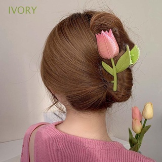 Ivory กิ๊บติดผม รูปดอกทิวลิป น่ารัก ขนาดใหญ่ สีชมพู สีเขียว เครื่องประดับ สําหรับผู้หญิง