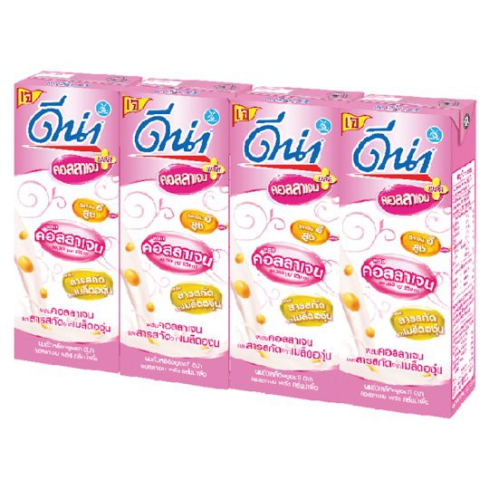 🔥แนะนำ!! ดีน่า คอลลาเจน พลัส นมถั่วเหลืองยูเอชที รสน้ำผึ้ง 180มล. x 4 กล่อง Dena Collagen Plus UHT S