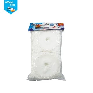 Poly-Brite โพลี-ไบรท์ รีฟิล ผ้าม็อบถังปั่น สีขาว (2 ชิ้น/แพ็ก) ผ้าไมโครไฟเบอร์