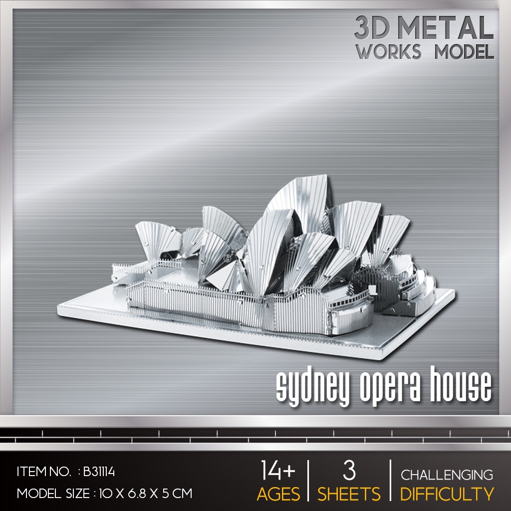 โมเดลโลหะ 3 มิติ Sydney Opera House โรงอุปรากรซิดนีย์ B31114  สินค้าเป็นแผ่นโลหะต้องต่อเอง พร้อมจัดส