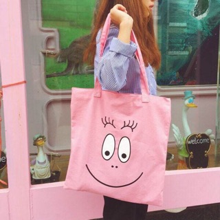 ❤️กระเป๋าผ้า Barbapapa สีชมพูมีซิป