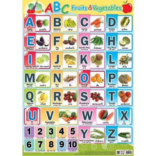 โปสเตอร์ ABC Fruits and Vegetables #EQ-342 โปสเตอร์กระดาษอาร์ตมัน สื่อการเรียนรู้
