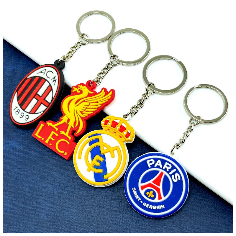 พวงกุญแจ pvc จี้โลโก้ฟุตบอล Real Madrid Manchester United Barcelona Liverpool Real Madrid Red Devils